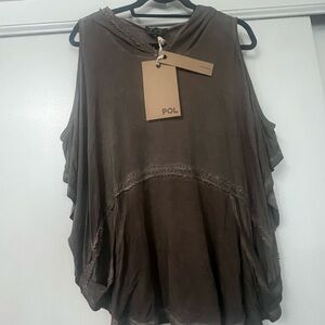 POL Brown/olive Sleeveless Boxy Tank Top
